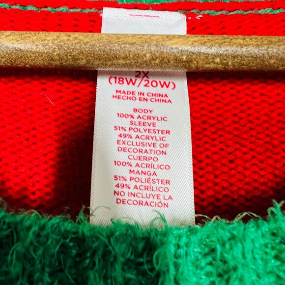 Holiday Time Christmas Sweater Rudolph Scoop Neck Red Party Ugly - 2X - Picture 5 of 5